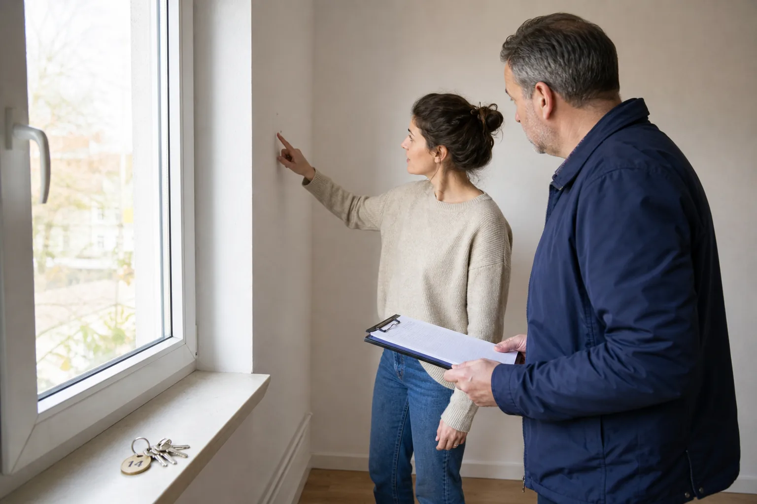Wohnungsübergabe mit Übergabeprotokoll und Schlüsselübergabe zwischen Vermieter und Mieter